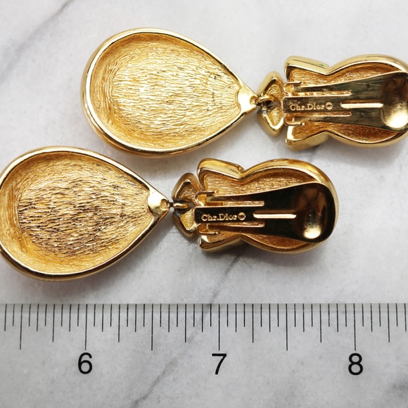 ⚜️ Vintage Christian Dior Crystal & Pearl Earrings - Picture 14 of 15